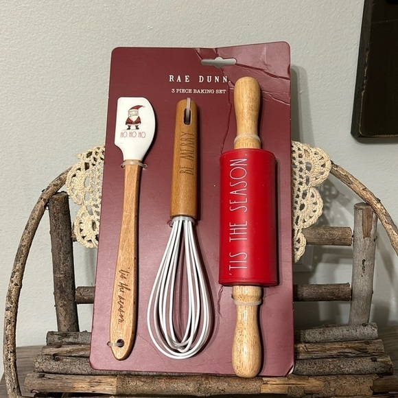 NEW IN PACKAGING! RAE DUNN 3 PIECE MINI BAKING SET: SPATULA, WHISK & ROLLING PIN - Picture 1 of 7